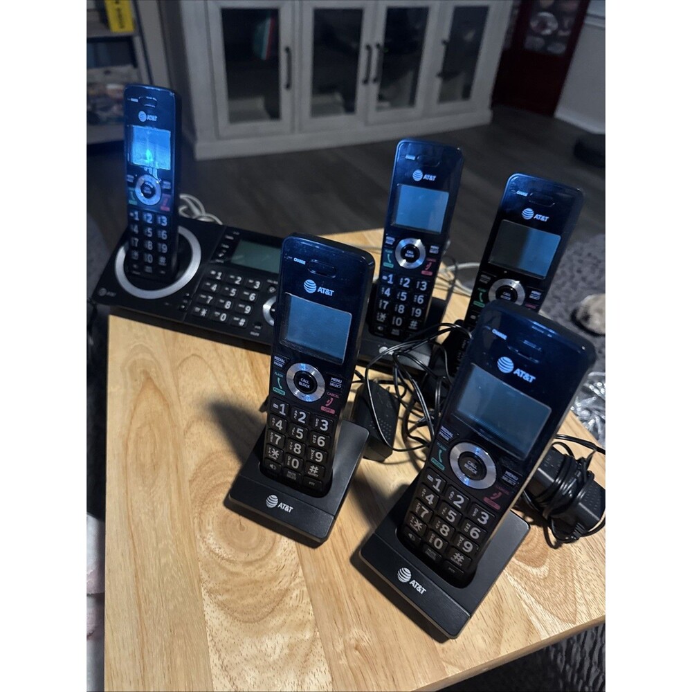 AT&T 5 Handset Cordless Phone System Answering System Call Block